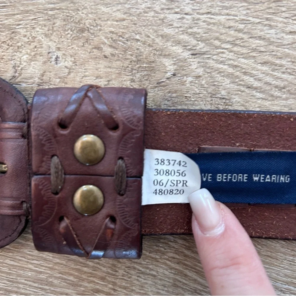 Vintage Y2K American Eagle Brown‎ Leather Belt Cowgirlcore Western Braided 36”